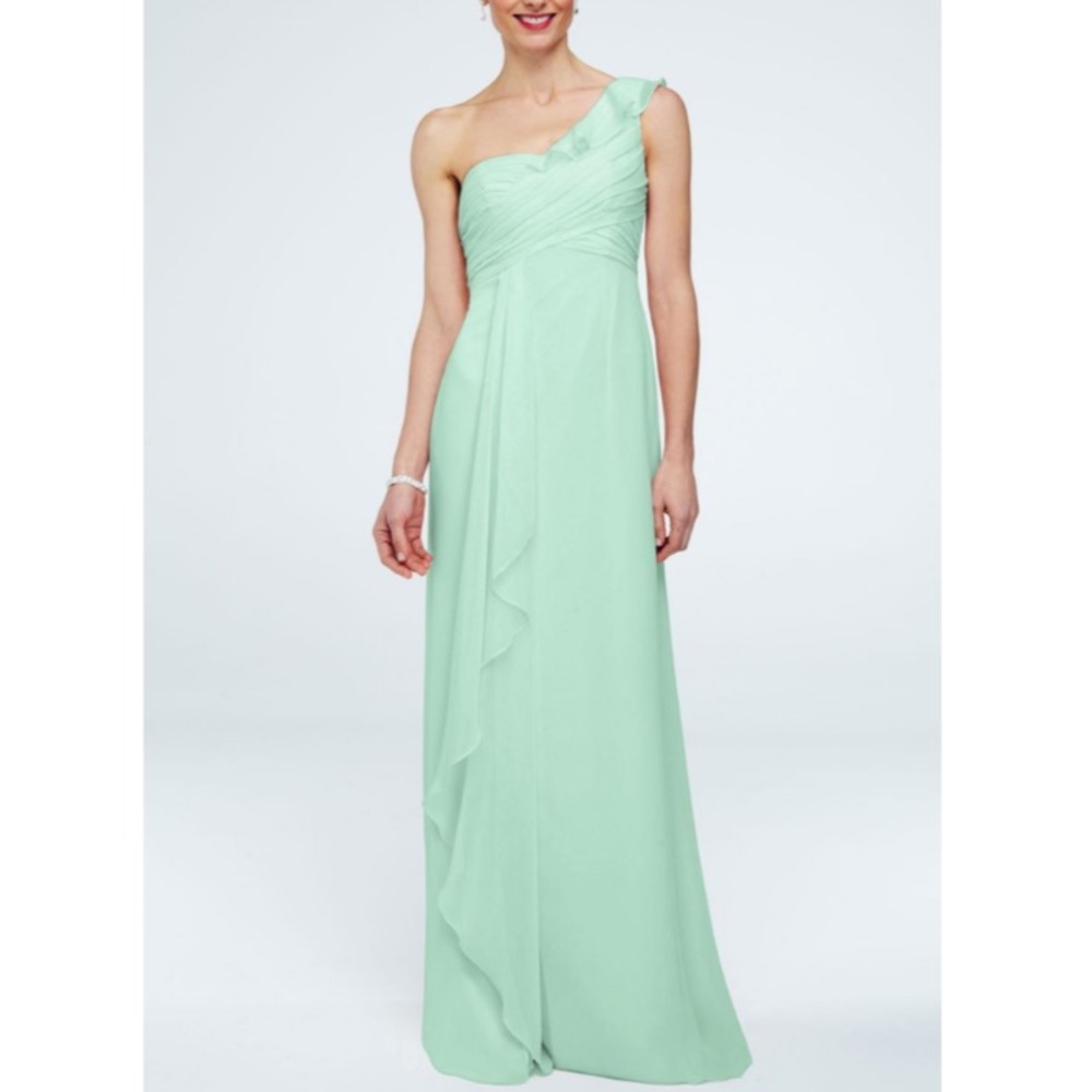 David’s Bridal Mint chiffon dress